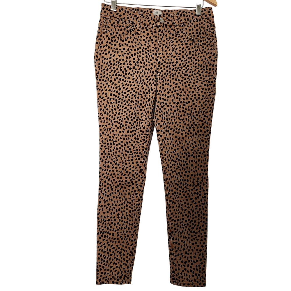 J Crew 9" High Rise Toothpick Leg Leopard Print Jeans Size 29